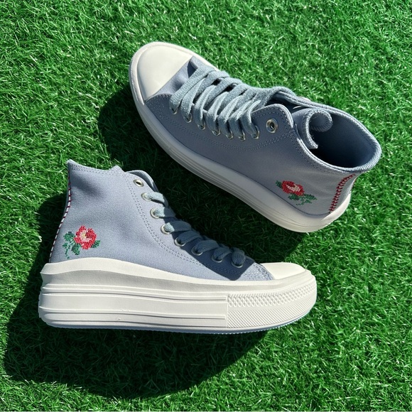 Converse Chuck Taylor All Star Move Hi Wet Stone Floral Embroidery - Picture 12 of 13